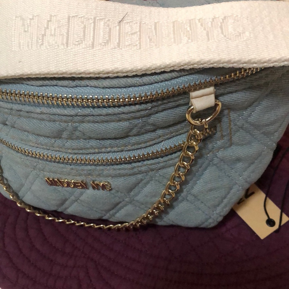 Madden NYC Blue Quilted Denim Crossbody/Fanny Pack Women's Bag - Picture 2 of 3